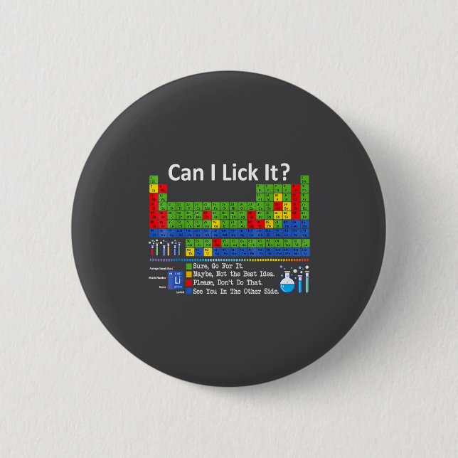 Badge Rond 5 Cm Can I Lick It Periodic Table Chart Science Teacher (Devant)