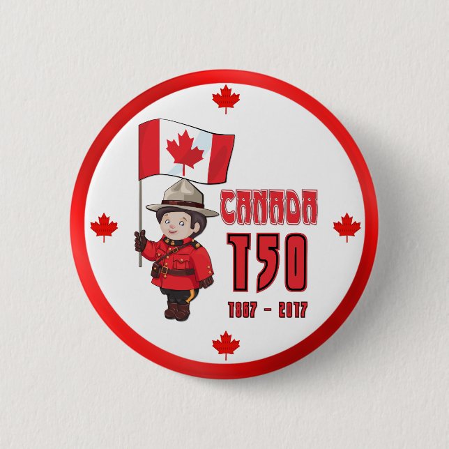 Badge Rond 5 Cm Canada 150 ans (Devant)