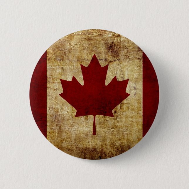 Badge Rond 5 Cm Canada / drapeau grunge (Devant)