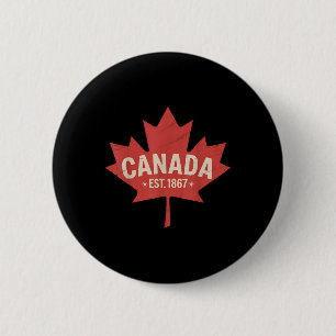 Badge Rond 5 Cm Canada Est. 1867 Rétro Feuille d'Érable Vintage Ca