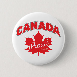 Badge Rond 5 Cm "Canada Fier Est. 1867" Avec Graphique Feuille D'É