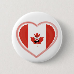 Badge Rond 5 Cm Canadian Heart - For real Canadians!