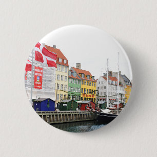 Badge Rond 5 Cm Canal de Nyhavn à Copenhague, Danmark