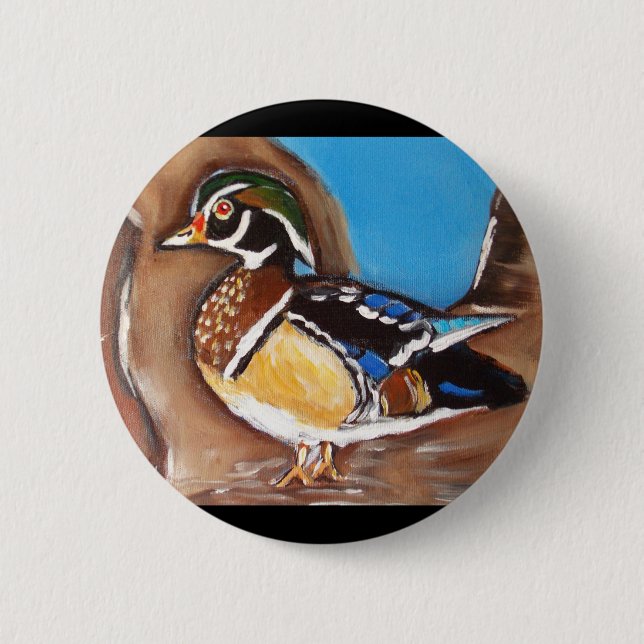 BADGE ROND 5 CM CANARD BRANCHU (Devant)