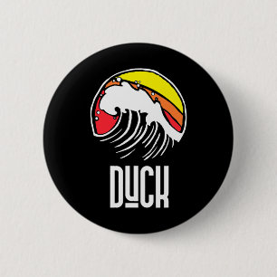 Badge Rond 5 Cm Canard Caroline Vintage Années 80 Rétro Surf Vague