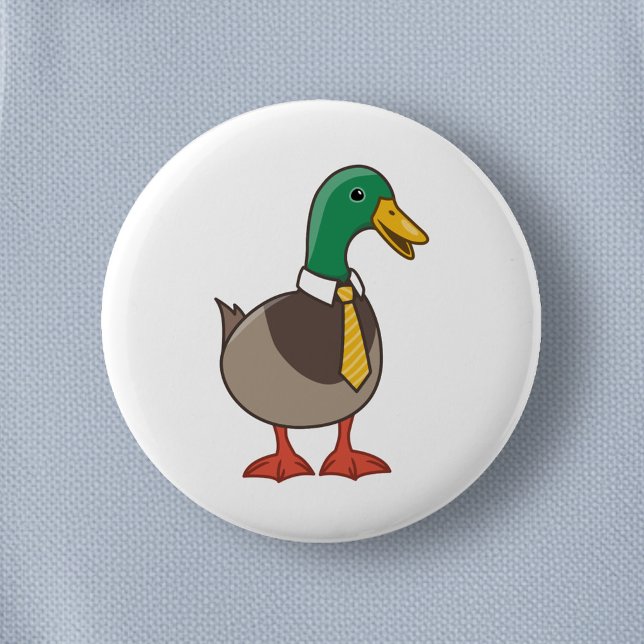 Badge Rond 5 Cm Canard colvert de dessin animé mignon avec une cra (Créateur téléchargé)
