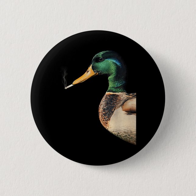 Badge Rond 5 Cm Canard colvert fumant une cigarette Mème Canard co (Devant)