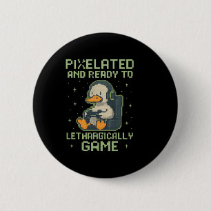 Badge Rond 5 Cm Canard de joueur pixélisé Rétro Parodie de jeu 8 b