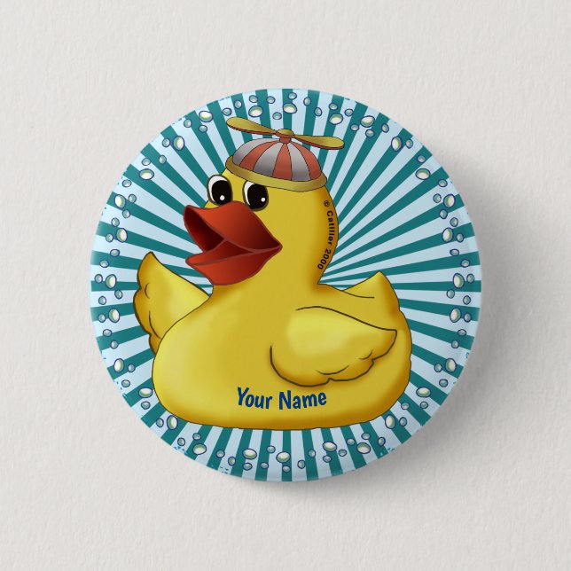Badge Rond 5 Cm Canard en caoutchouc avec bonnet  (Devant)