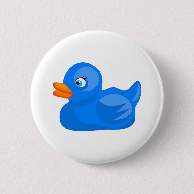 Badge Rond 5 Cm Canard en caoutchouc bleu (Devant)