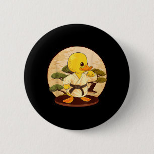 Badge Rond 5 Cm Canard en caoutchouc karaté motif Taekwondo Jiu-Ji
