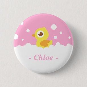 Badge Rond 5 Cm Canard en caoutchouc mignon dans un bain de bulles