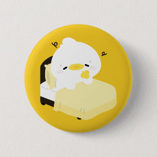 Badge Rond 5 Cm Canard fatigué mignon