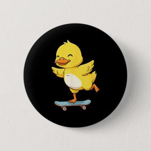 Badge Rond 5 Cm Canard jaune drôle skater planche à roulettes ball