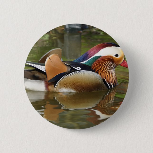 Badge Rond 5 Cm canard mandarin (Devant)