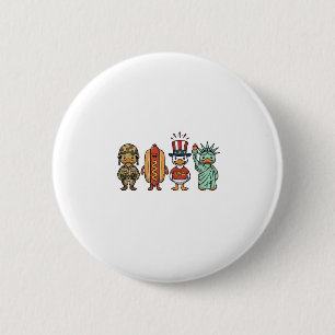 Badge Rond 5 Cm Canard patriotique et chemise vectorielle vintage