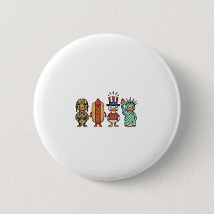 Badge Rond 5 Cm Canard patriotique et chemise vectorielle vintage