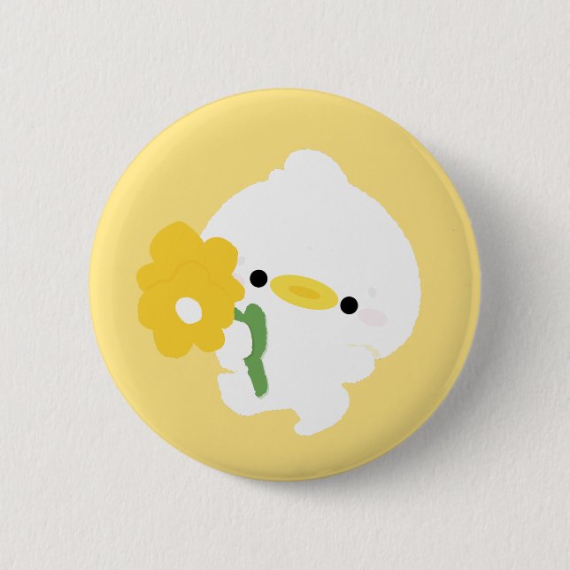 Badge Rond 5 Cm Canard Romantique Mignon (Devant)