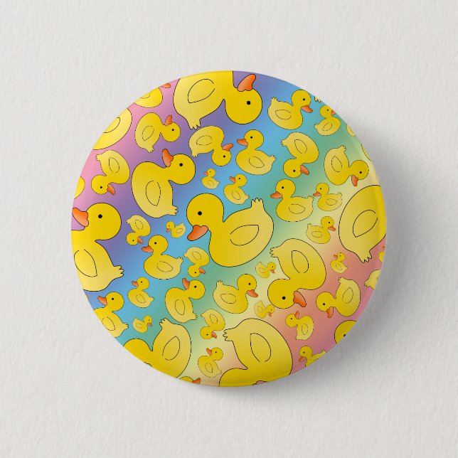 Badge Rond 5 Cm Canards mignons en caoutchouc d'arc-en-ciel (Devant)