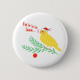 Badge Rond 5 Cm Canari chanteur de Noël