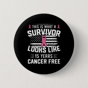 Badge Rond 5 Cm Cancer 15 Ans Survivant D'Être Cancer Du Sein Pour