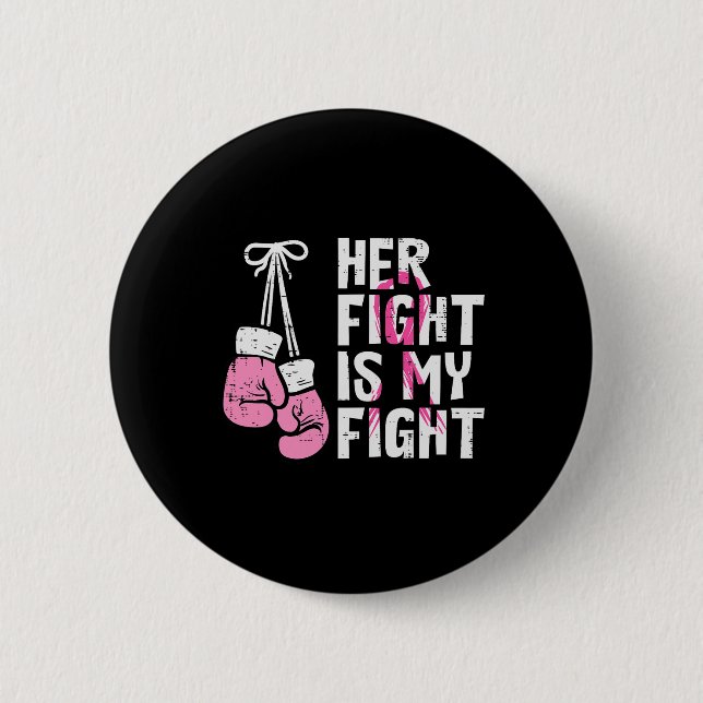 Badge Rond 5 Cm Cancer Boxe Gants Son combat Mon combat Femmes Hom (Devant)