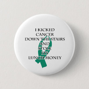 Badge Rond 5 Cm Cancer Bully (ruban Turquoise)