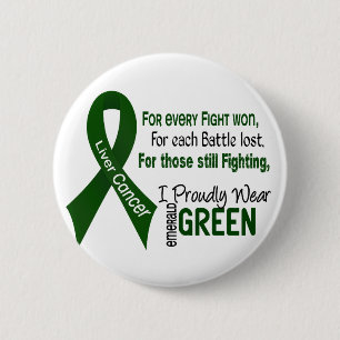 Badge Rond 5 Cm Cancer de foie je porte fièrement le vert vert 1