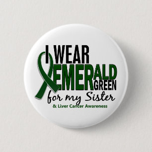 Badge Rond 5 Cm Cancer de foie je porte le vert vert pour ma soeur