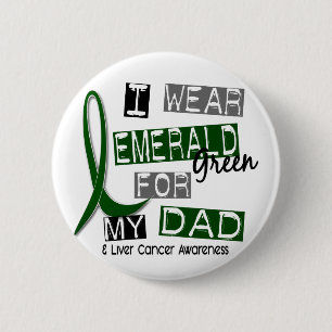 Badge Rond 5 Cm Cancer de foie je porte le vert vert pour mon papa