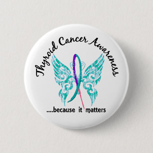 Badge Rond 5 Cm Cancer de la thyroïde grunge du papillon 6,1 de