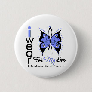 Badge Rond 5 Cm Cancer de l'oesophage Je porte le ruban papillon S