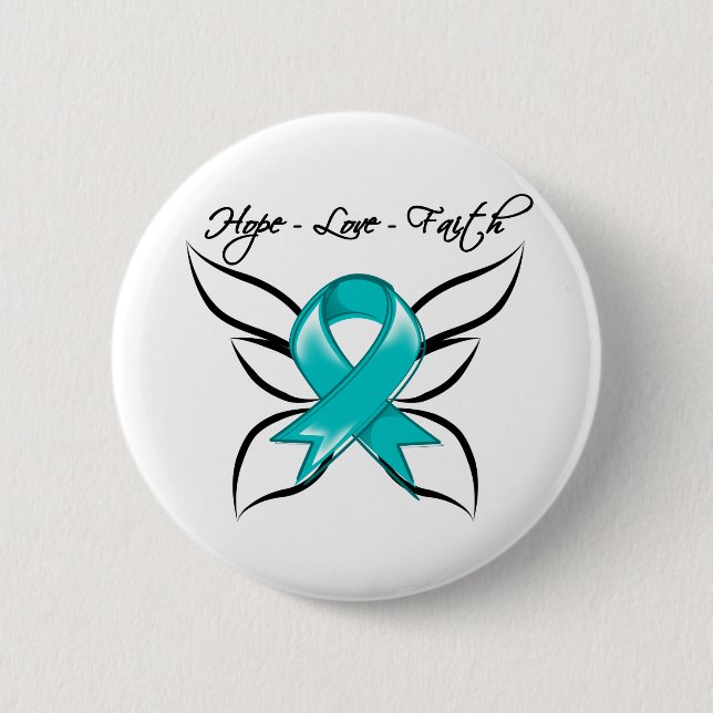 Badge Rond 5 Cm Cancer de l'ovaire Hope amour foi (Devant)