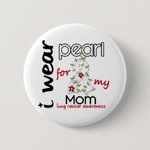 Badge Rond 5 Cm Cancer de poumon JE PORTE la PERLE POUR MA MAMAN