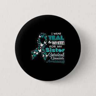 Badge Rond 5 Cm Cancer du col de l'utérus je porte du sarcelle bla