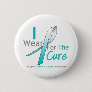 Badge Rond 5 Cm Cancer du col de l'utérus je porte Teal et le