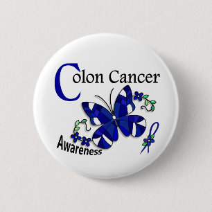 Badge Rond 5 Cm Cancer du colon du papillon 2 en verre souillé
