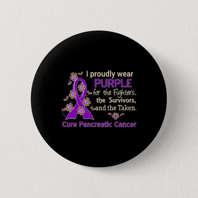 Badge Rond 5 Cm Cancer du pancréas pour les survivants des combats (Devant)
