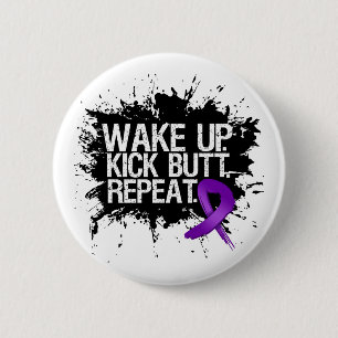 Badge Rond 5 Cm Cancer du pancréas Réveillez-vous coup de pied bou