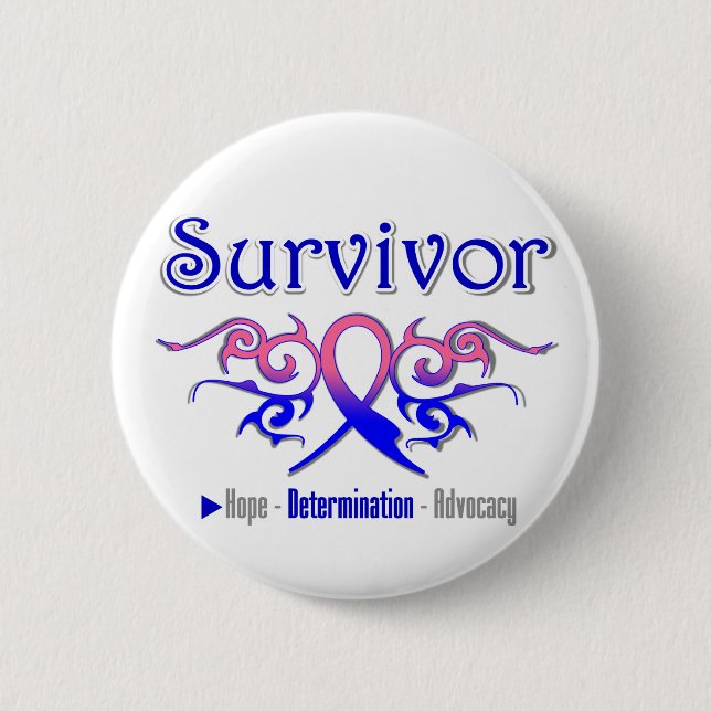 Badge Rond 5 Cm Cancer du sein chez les hommes Survivant Ruban Tri (Devant)