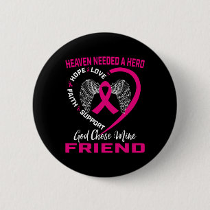 Badge Rond 5 Cm Cancer Du Sein Chrétien Rose En Mémoire De Mon Fri