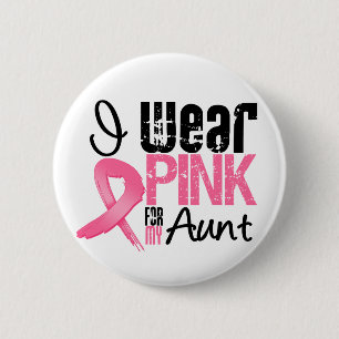 Badge Rond 5 Cm Cancer Du Sein Je Porte Du Ruban Rose Pour Ma Tant