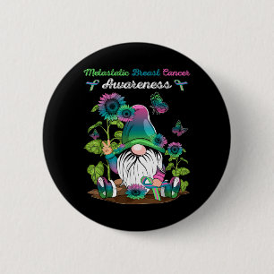 Badge Rond 5 Cm Cancer du sein métastatique Gnome avec ruban nk sa