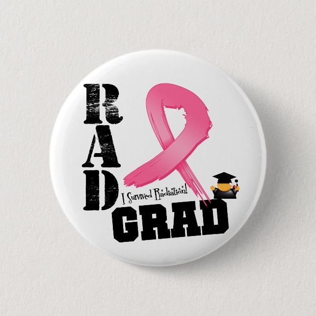 Badge Rond 5 Cm Cancer du sein Radiothérapie RAD Grad (Devant)