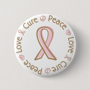 Badge Rond 5 Cm Cancer du sein rose de traitement d'amour de paix