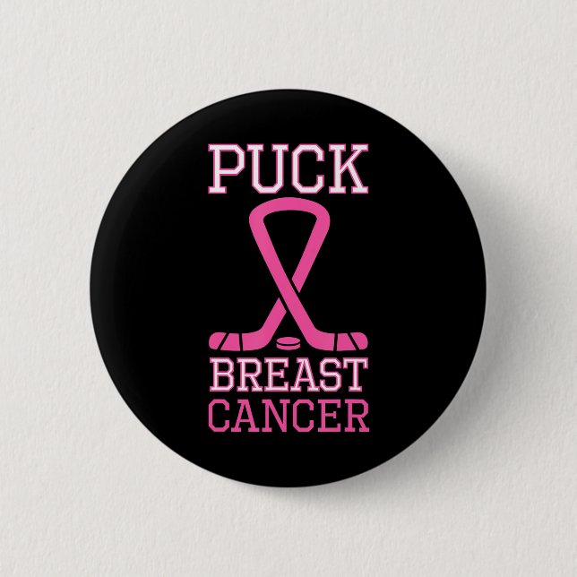 Badge Rond 5 Cm Cancer du sein rose Ruban rose Ice Hockey Cancer (Devant)