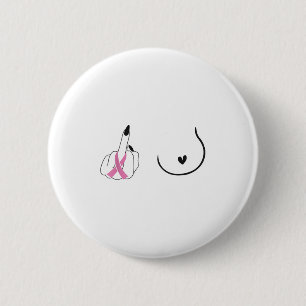 Badge Rond 5 Cm Cancer du sein Ruban rose Moyen Doigt Artisan B