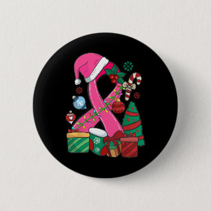 Badge Rond 5 Cm Cancer du sein Ruban rose Sensibilisation au cance