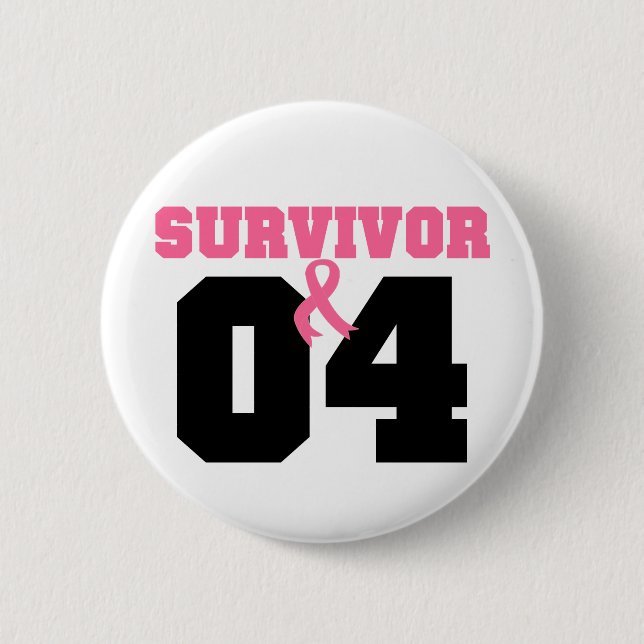 Badge Rond 5 Cm Cancer du sein Survivant 4 ans (Devant)