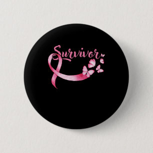 Badge Rond 5 Cm Cancer du sein Survivant Sensibilisation au cancer